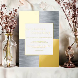 Invitation En Aluminium Élégant Luxe Chic Mariage moderne Argent Et Or