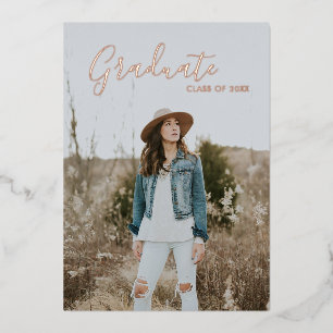 Invitation En Aluminium Elégant Luxe Photo Rose Gold Graduate