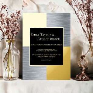 Invitation En Aluminium Élégant Luxueux Chic Formel Mariage Argent Et Or