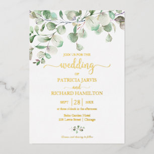 Invitation En Aluminium Élégant Mariage Aquarelle Eucalyptus Verdure