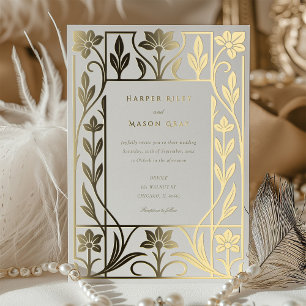 Invitation En Aluminium Élégant Mariage Art déco Gold Foil