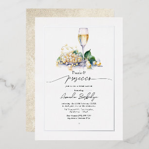Invitation En Aluminium Élégant Mariage avec Perles et Prosecco