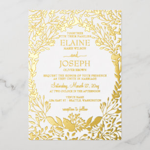 Invitation En Aluminium Élégant Mariage botanique de Foliage