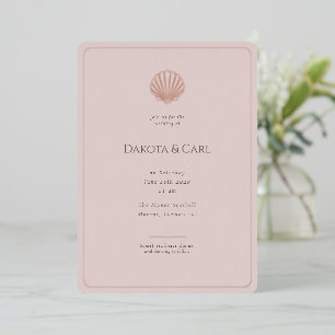 Invitation En Aluminium Élégant Mariage Coquillage Rose Gold