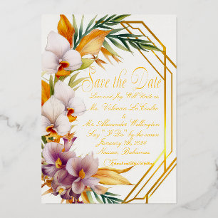 Invitation En Aluminium Élégant mariage de destination tropicale Enregistr