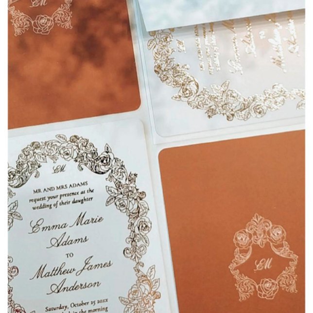 Invitation En Aluminium Élégant Mariage de monographie baroque (Créateur téléchargé)