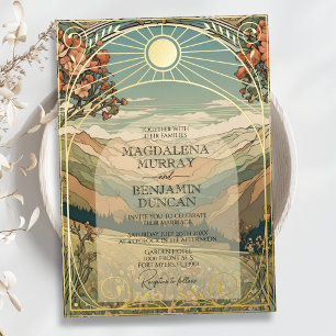 Invitation En Aluminium Elégant Mariage de nature Art Nouveau Déco Vintage