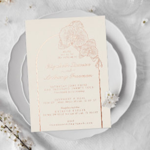 Invitation En Aluminium Élégant Mariage d'orchidée d'or à arc chic