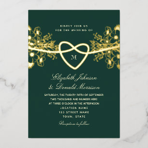 Invitation En Aluminium Élégant Mariage Emerald Green Gold