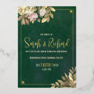 Invitation En Aluminium Élégant Mariage Emerald Green Gold