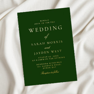 Invitation En Aluminium Élégant Mariage Emerald Green & Gold Foil