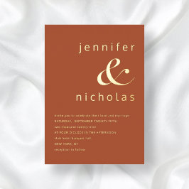 Invitation En Aluminium Élégant Mariage en terre cuite or