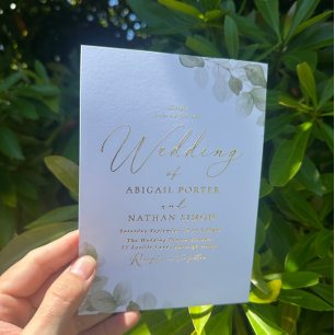 Invitation En Aluminium Élégant mariage feuille verte or 