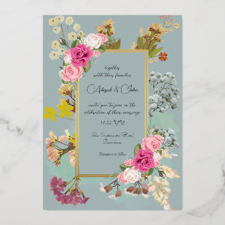 Invitation En Aluminium Élégant mariage Fleur Pervenche
