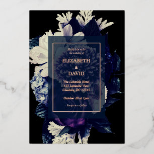 Invitation En Aluminium Élégant Mariage floral romantique foncé