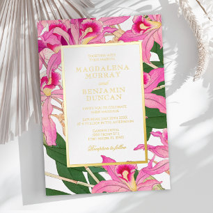 Invitation En Aluminium Élégant mariage floral tropical avec des orchidées
