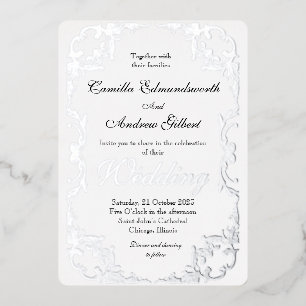 Invitation En Aluminium Élégant Mariage frontalier Argent