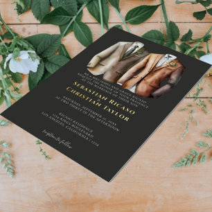 Invitation En Aluminium Elégant Mariage gay deux pièces en costume