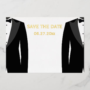 Invitation En Aluminium Elégant Mariage Gay Enregistrer La Date Véritable 