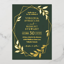 Invitation En Aluminium Élégant Mariage géométrique moderne Royal Dark Gre