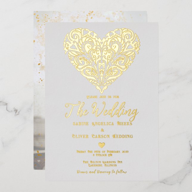 Invitation En Aluminium Élégant Mariage moderne de photo (Recto/Verso)