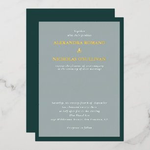 Invitation En Aluminium Élégant mariage moderne Emerald Vert et Or