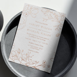 Invitation En Aluminium Élégant Mariage moderne Real Rose or Floral