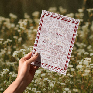 Invitation En Aluminium Élégant Mariage Monogramme Script Toile Florale Ro