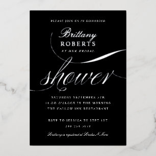 Invitation En Aluminium Élégant Mariage Noir Argent