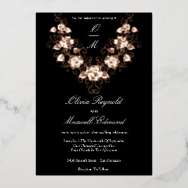 Invitation En Aluminium Élégant Mariage noir et Rose or