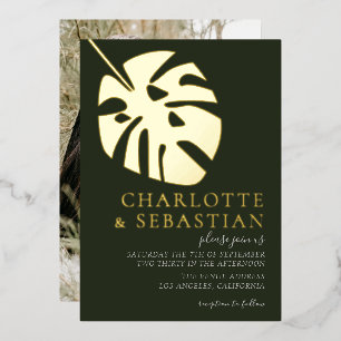 Invitation En Aluminium Elégant Mariage photo Deep Green Personnalisé