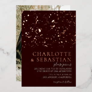Invitation En Aluminium Elégant Mariage photo Deep Red personnalisé