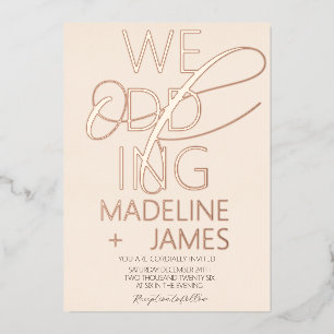 Invitation En Aluminium Élégant Mariage rustique écrit en tan
