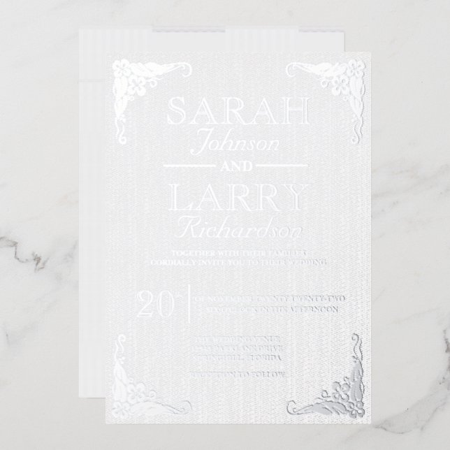 Invitation En Aluminium Élégant Mariage traditionnel hawaïen d'argent (Enveloppe)