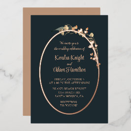 Invitation En Aluminium Elégant Marine Bleu Beige Fleur sauvage Floral