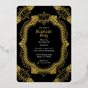 Invitation En Aluminium Élégant Mehndi Bachelorette Party Gold