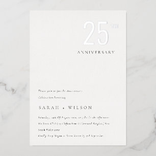 Invitation En Aluminium Élégant Minimal Gras Argent Anniversaire Toute Ann