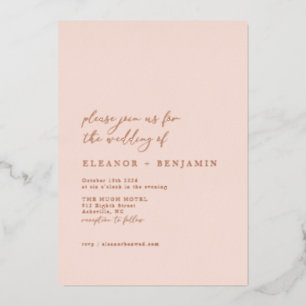 Invitation En Aluminium Élégant Minimaliste Rose Pâle Mariage Or Rose