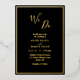 Invitation En Aluminium Élégant Moderne Noir Or Nous Faisons Mariage