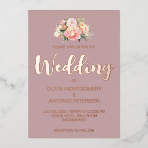 Invitation En Aluminium Elégant moderne rose clair Peony Dusty Mariage Ros