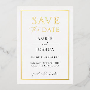 Invitation En Aluminium Élégant Moderne 'Save the Date' Mariage avec Feuil