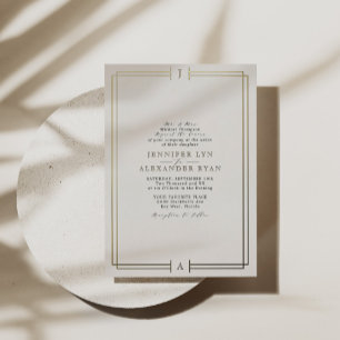 Invitation En Aluminium Élégant Monogramme Formel Mariage Or