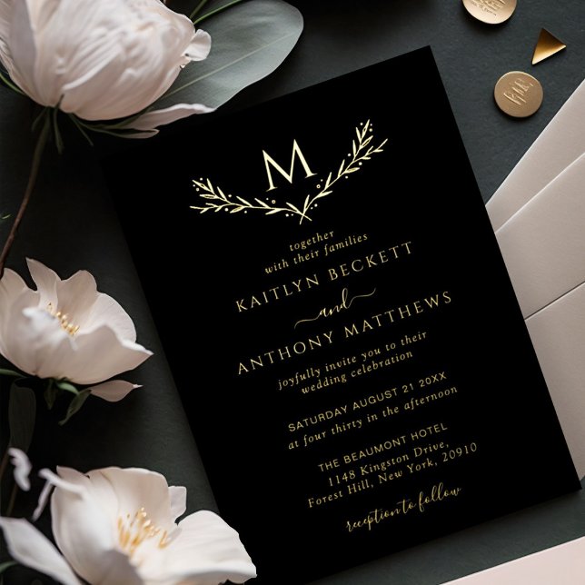 Invitation En Aluminium Élégant Monogramme Mariage de couronne Real (Créateur téléchargé)