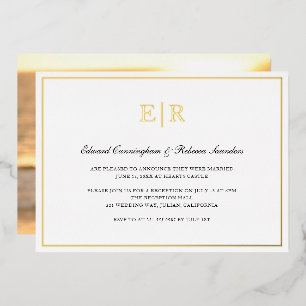 Invitation En Aluminium Élégant Monogramme Or Réception de mariage formell
