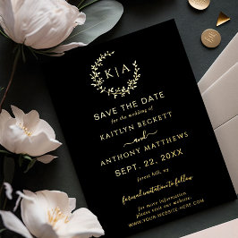 Invitation En Aluminium Élégant Monogramme Wreath Wedding Enregistrer La D