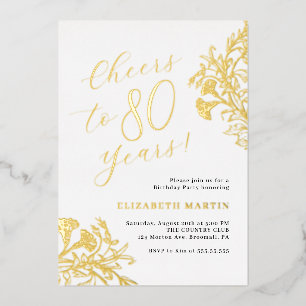 Invitation En Aluminium Elegant Or 80e Anniversaire