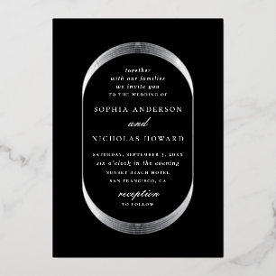 Invitation En Aluminium Elégant or argent noir mariage géométrique moderne