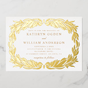 Invitation En Aluminium Élégant or moderne fleuri mariage botanique