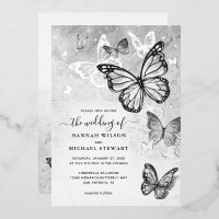 Élégant papillon Mariage Real Argent