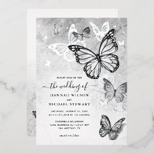 Invitation En Aluminium Élégant papillon Mariage Real Argent